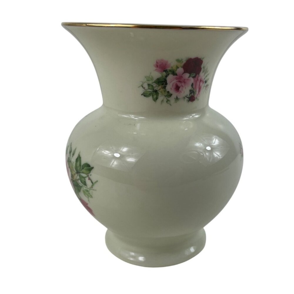 Formalities By Baum Bros Porcelain Vase With Floral Design & Gold Rim - Picture 7 of 12